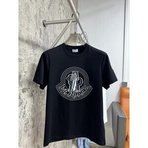 Moncler Men's and Women's Crew Neck Black Short Sleeve T-Shirt